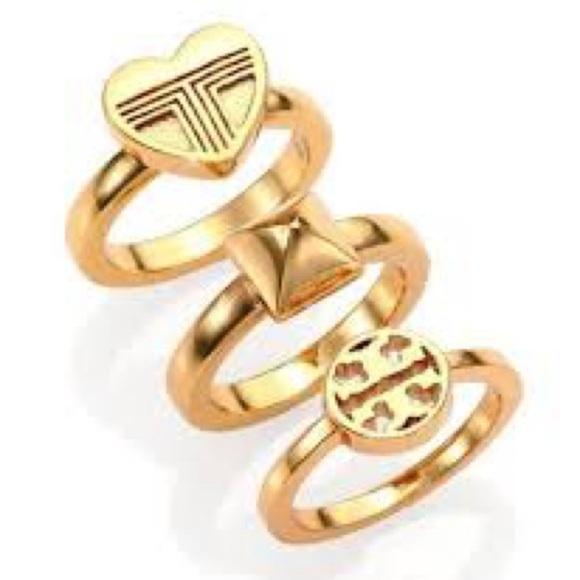 🆕 Authentic Tory Burch Stackable Gold Rings Band Ring Size 7 - Picture 10 of 11